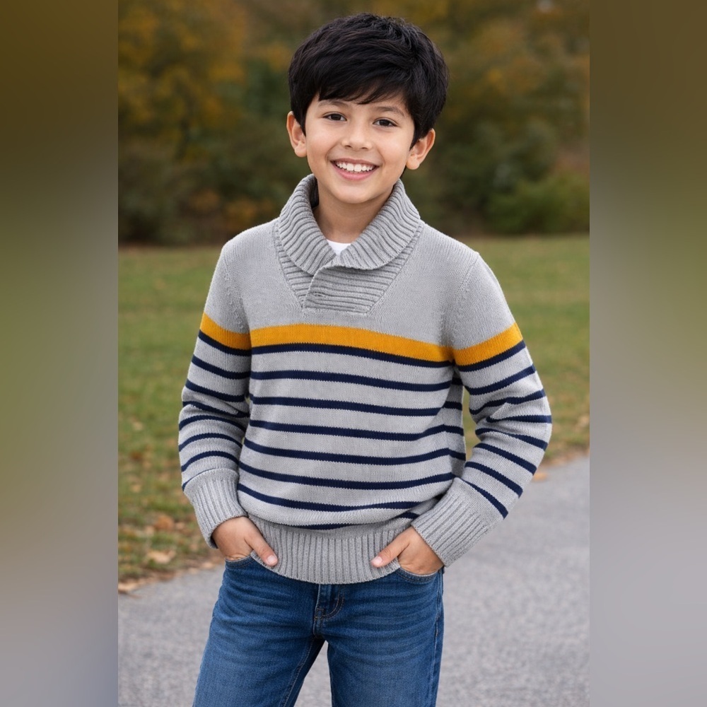 GAP kids Gray and Yellow Turtleneck Sweater